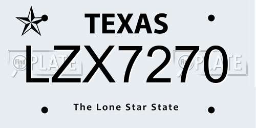 LZX7270 Texas License Plate