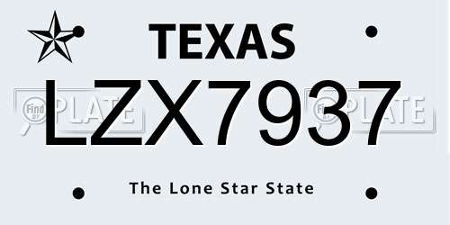 LZX7937 Texas License Plate