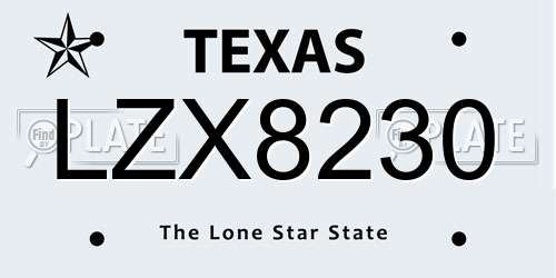 LZX8230 Texas License Plate