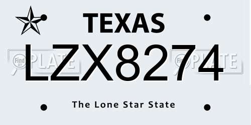 LZX8274 Texas License Plate