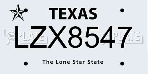 LZX8547 Texas License Plate