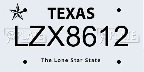 LZX8612 Texas License Plate