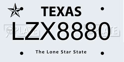 LZX8880 Texas License Plate