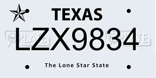 LZX9834 Texas License Plate