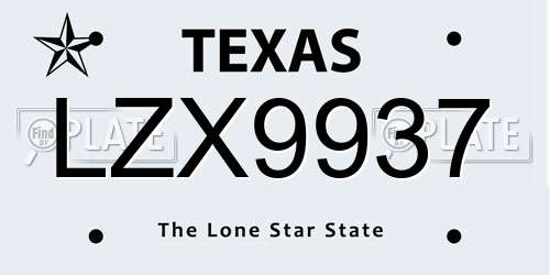 LZX9937 Texas License Plate