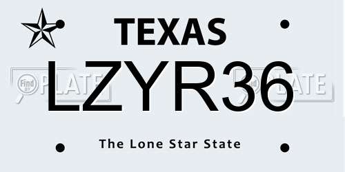 LZYR36 Texas License Plate