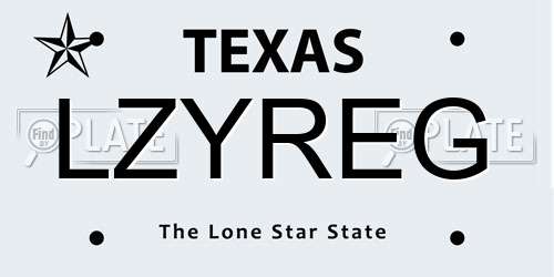 LZYREG Texas License Plate
