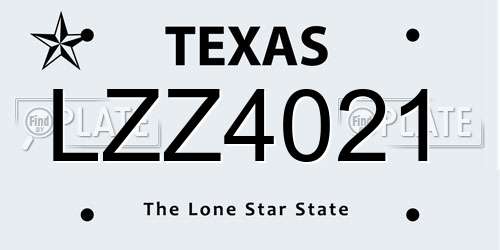 LZZ4021 Texas License Plate