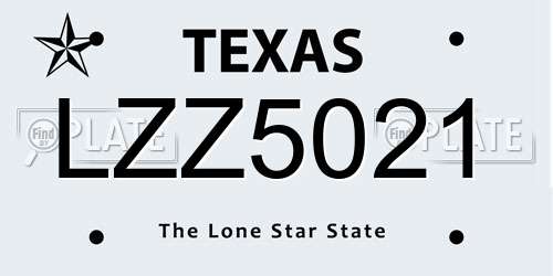 LZZ5021 Texas License Plate
