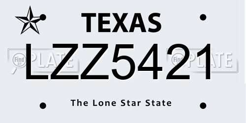 LZZ5421 Texas License Plate