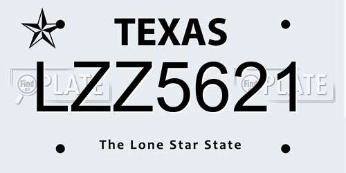 LZZ5621 Texas License Plate