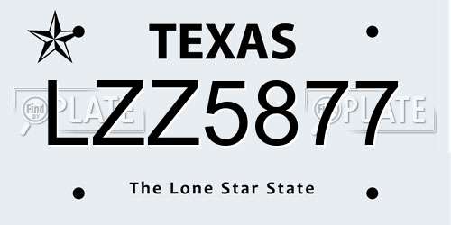 LZZ5877 Texas License Plate