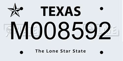 M008592 Texas License Plate