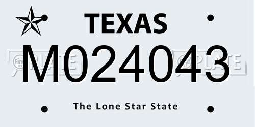 M024043 Texas License Plate