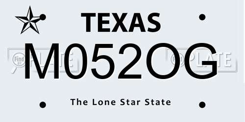 M052OG Texas License Plate