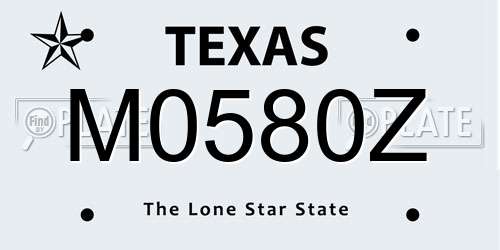 M0580Z Texas License Plate