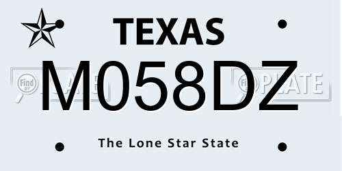M058DZ Texas License Plate
