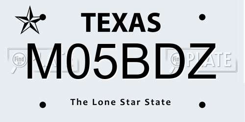 M05BDZ Texas License Plate