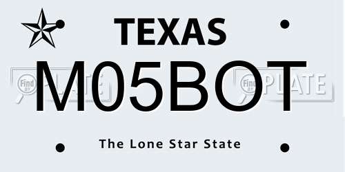 M05BOT Texas License Plate