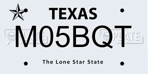 M05BQT Texas License Plate