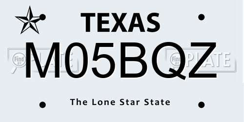 M05BQZ Texas License Plate