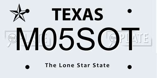 M05SOT Texas License Plate
