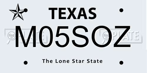 M05SOZ Texas License Plate