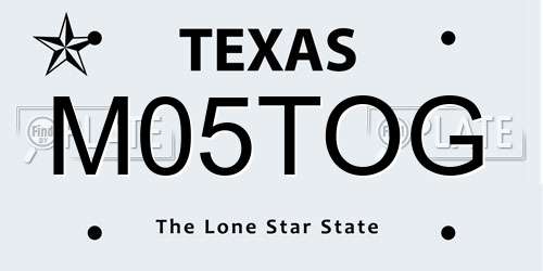 M05TOG Texas License Plate