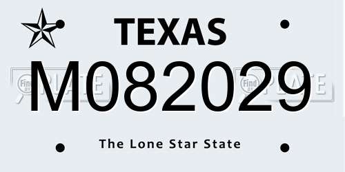 M082029 Texas License Plate