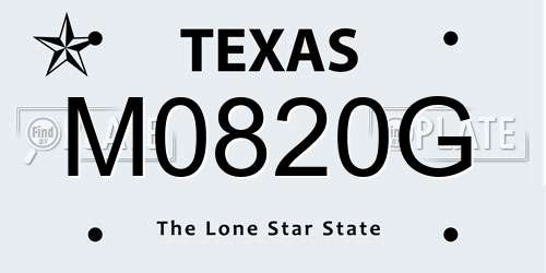 M0820G Texas License Plate