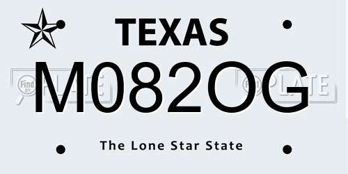 M082OG Texas License Plate