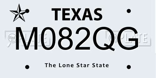 M082QG Texas License Plate