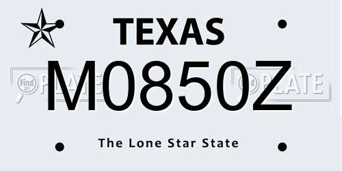 M0850Z Texas License Plate