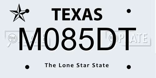 M085DT Texas License Plate
