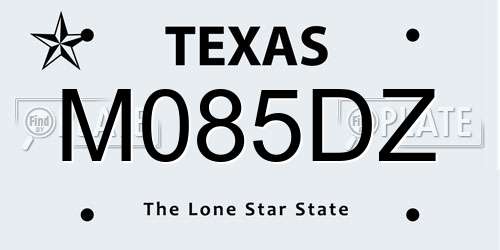 M085DZ Texas License Plate