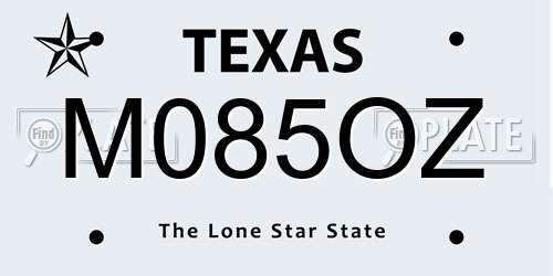 M085OZ Texas License Plate