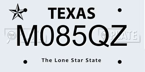 M085QZ Texas License Plate
