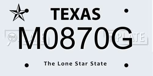M0870G Texas License Plate