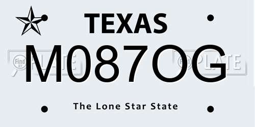 M087OG Texas License Plate