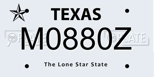 M0880Z Texas License Plate