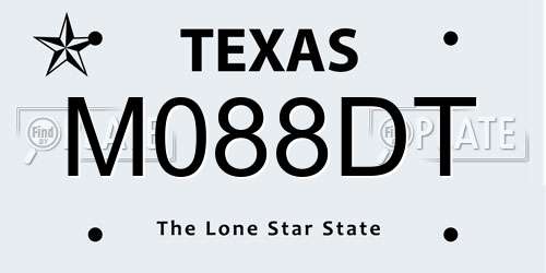 M088DT Texas License Plate