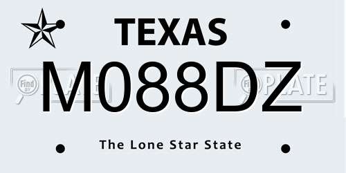 M088DZ Texas License Plate