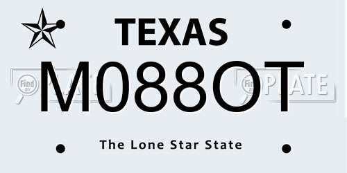 M088OT Texas License Plate