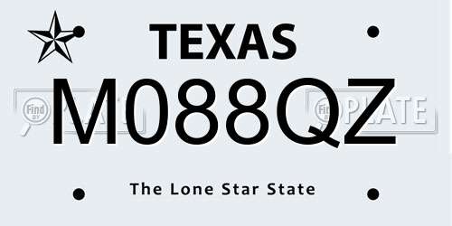M088QZ Texas License Plate