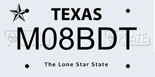 M08BDT Texas License Plate