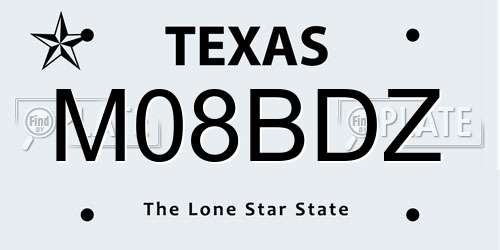 M08BDZ Texas License Plate