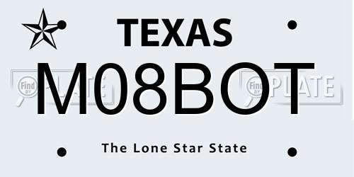 M08BOT Texas License Plate