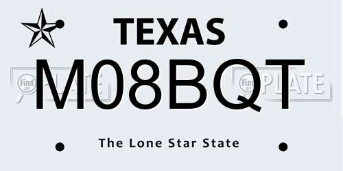 M08BQT Texas License Plate