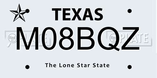 M08BQZ Texas License Plate