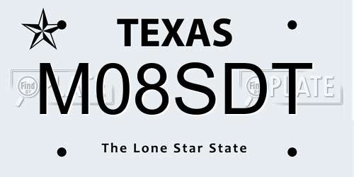 M08SDT Texas License Plate